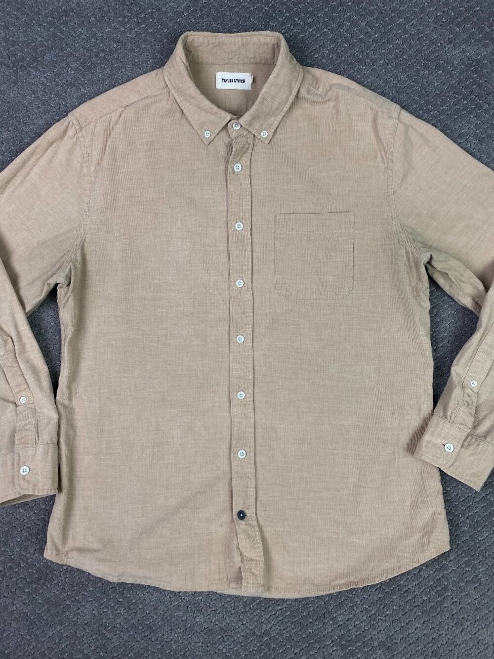 Taylor The Jack Corduroy Shirt Mens 42 Tan Brown Fine Wale Button Down Up